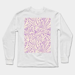 Abstract boho leaf and flower pattern in lavender Long Sleeve T-Shirt